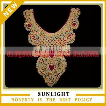 Latest Design Customized Gold Embroidery Lace Trims Collar for Garment