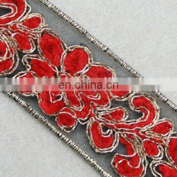 New Products Red Lint Flower With Gold Lurex Voile Trim photo-3