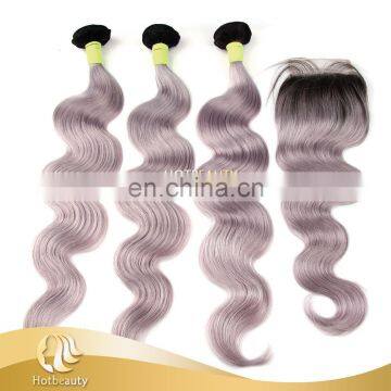 Factory wholesale top grade purple natural virgin hair bundles with lace closure