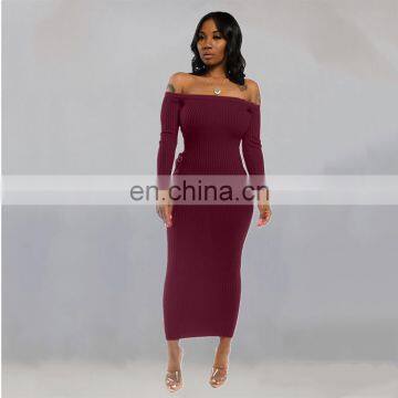 Autumn Winter Knitted Women Solid Slim Plus Size Long Pullovers Knitting Sweater Dress photo-3