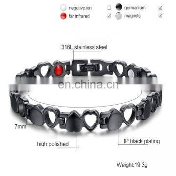 Heart Style Arthritis Bangle Adjustable Titanium Magnetic Bracelet for Women photo-2