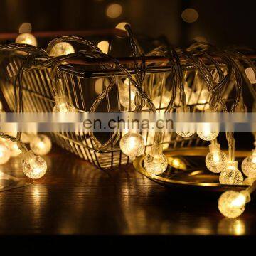 LED Crystal Bubble Ball String Light Warm White Garland Fairy Light for Christmas Holiday Home Decoration