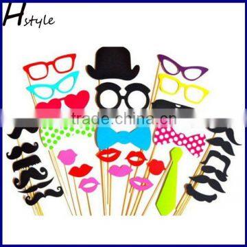 32PCS DIY Funny Glasses Moustache Red Lips On Sticks Christmas Wedding Party Photo Booth Props PFB0023