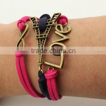 Effiel Tower Love and Number 8 Woven Bracelet Pulsera Brazalete para dama Mujer Valentine days gifts                        
                                                Quality Choice