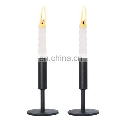 Support Sample Customized Table Top Dinner Decorative Metal Candle Holder Black Candle Stick Holder