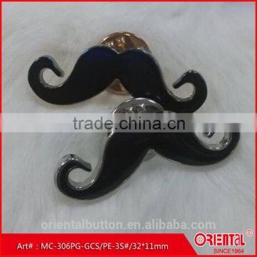 Black Epoxy With Silver Base Mustache-shaped Metal Brooch photo-4