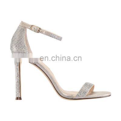 women elegant design rhinestone high heels open toe ankle strap sandals shoes ladies high heel decorated with rhinestone