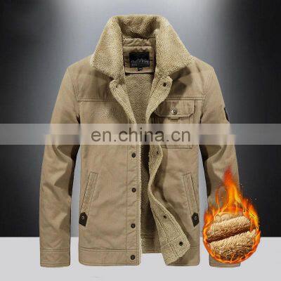 Wholesale Custom Men's Winter Plus Velvet Casual Fashion Jacket Jacket Men's Cotton Coat Men's Loose Cashmere Plus Velvet Jacket photo-2