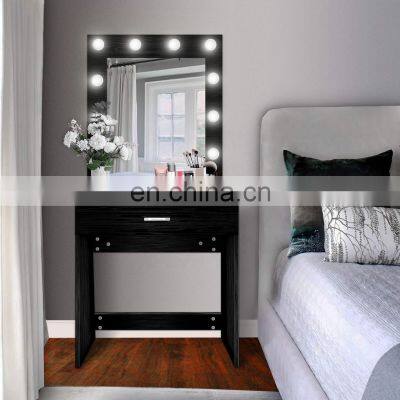 Black modern makeup dresser dressing table with around mirror LED