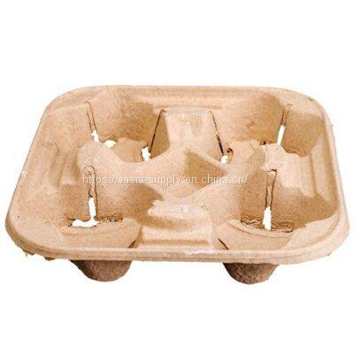 Paper Cups Pulp Carrier China Supplier drink Carriers with 4 Cup Holders Cardboard Drink Tray