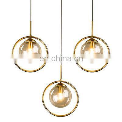 Modern LED Pendant Lamp Glass Ball Bedroom Hanging Light Nordic Living Indoor Decor Chandelier