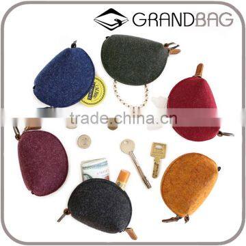 Hot Sale Custom Gift Mini Felt Change Bag Small Coin Purse Organizer with Key ring