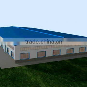 Ready made steel structure prefabricated workshop with painted high strength Q345 beam and column