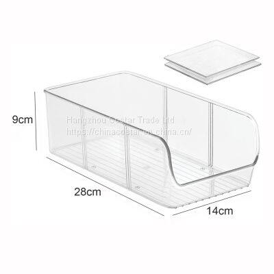 Refrigerator Organizer Bin With Removable Dividers Clear Plastic Storage Container for Freezer, Kitchen Cabinets Pantry Storage photo-5