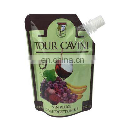 Custom Printed Liquid Drinking Juice Beverage Bag 250ml Stand up Spout Pouch for Vodka / Red Wine photo-2
