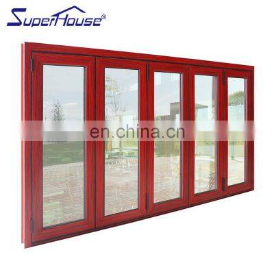 Traditional Style Red Wooden Gray Aluminium Folding Door