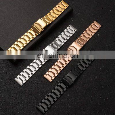 Universal Stainless Steel Watch Strap Solid Double Insurance Folding Buckle Stainless Steel Bracelet Men's and Women's Bracelet