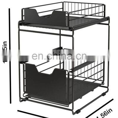 Under Sink Organizer and Storage Two Tier Pull Out Stackable Storage Shelf Cabinet Organizer Bathroom Organizer Large photo-5