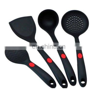 Customized 4pcs Kitchenware Utensils Silicone Nonstick Cooking Gadget Ergonomicl Handle Cookware Tool Spatula Urner Spoon Set