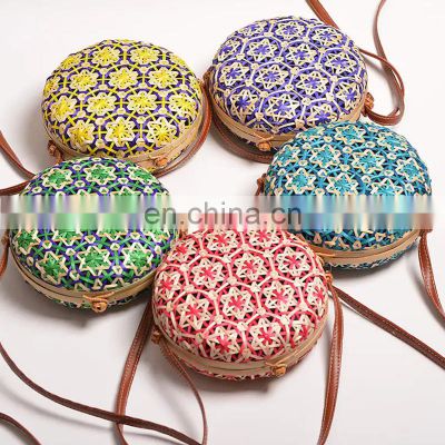 Hot Sale Handmade Bamboo Bags for Women Beach Round Straw Bag