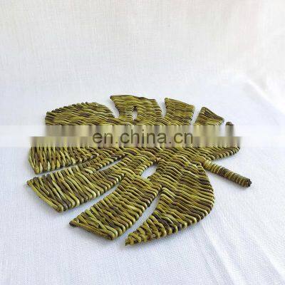 Hot Sale 2023 Monstera Leaf Wall Decor Wicker Art Tropical Leaf Decor Room Wholesale Vietnam Supplier