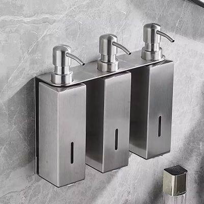5-star Hotel High Quality 304 Stainless Steel Shampoo Shower Dispenser Hotel Shampoo Set Wall Mounted Luxury Soap Dispenser photo-2