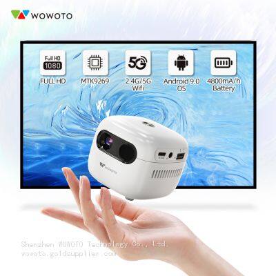 WOWOTO Q6plus Hot Selling 4K Projector Android OS Smart Mini Portable DLP Full HD Projector With Big Battery Mini 2.4G/5G WiFi photo-2