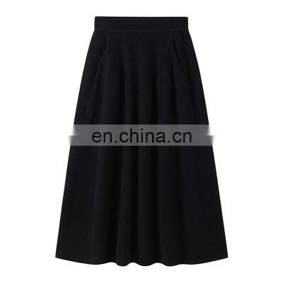 Women's Mid-Length Knitted Solid Cashmere Winter Warm Skirt New Design Sweater Skirt