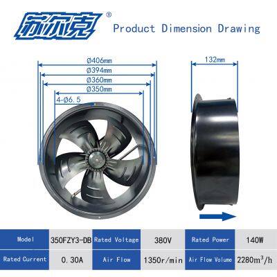 350FZY-DB 230V 400V Industrial Frequency Axial Flow Fan for Industrial Air Suction Type Small AC Cooling Fan photo-4