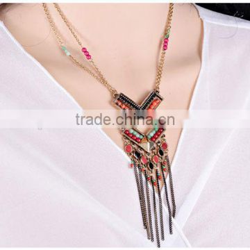 2015 YiWu new products Europe and the United States big custom jewelry set Double arrow tassel accessories