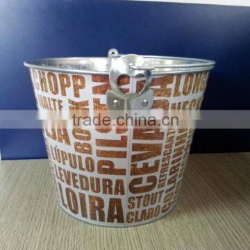 CMYK Logo 8L galvanized iron tin ice bucket, ice pails, beer bucket with openner