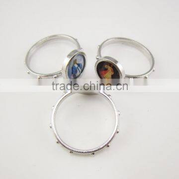 Catholic Gift Rosary Finger Ring With Epoxy Saint Images photo-2