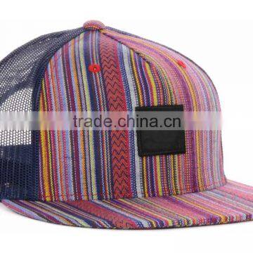 New Design Fashion Trucker Hat Custom 5 Panel Leather Patch Flat Bill Mesh Cap photo-2