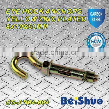 BS-AN04-004 hook type sleeve anchor with nut yellow zinc plated