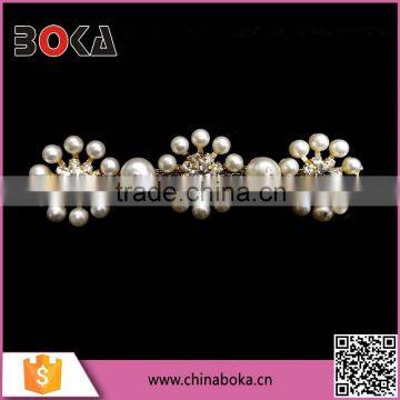 BOKA luxurious bridal flower rhinestone and pearl decorative gold trimming