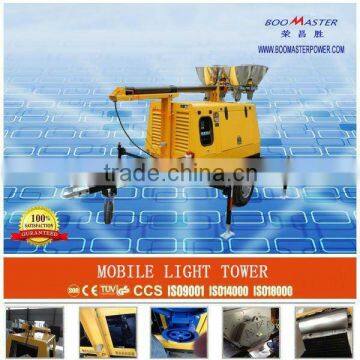 Pekrins engine mobile light tower with 360 degree non-continuous truning angle