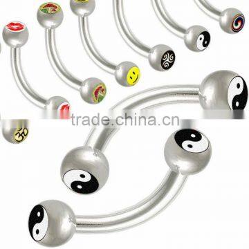 Logo balls stainless steel eyebrow piercing