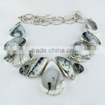 Beautiful Style Dandritic Opal Silver Necklace, Silver Jewelry Wholesaler, Handmade Silver Jewelry photo-3