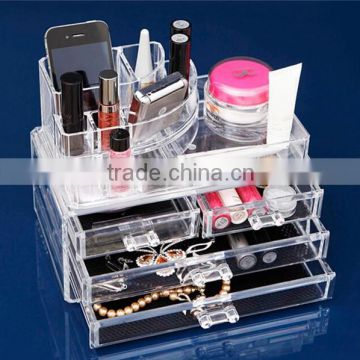 Jewelry & Cosmetic Storage Display with 3 tiers and 4 drawers