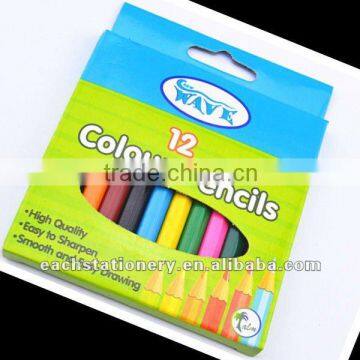 BSCI factory stationery 3.5'' mini color pencil set crayon set, 12pcs/set in paper color box