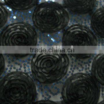 china supplier of 100% polyester sequin embroidery mesh fabric