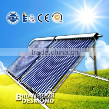 split pressurized solar collector with heat pipe vacuum tube for water heating