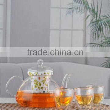 500ml crystal borosilciate glass teapot with special handle