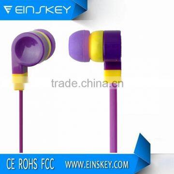 high quality popular flat cable earphone with mic for mobile/mp3/mp4