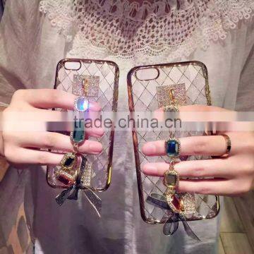 Luxury Shockproof Bling Plating Rhombus Soft TPU Cover Case For iphone 6/6 Plus