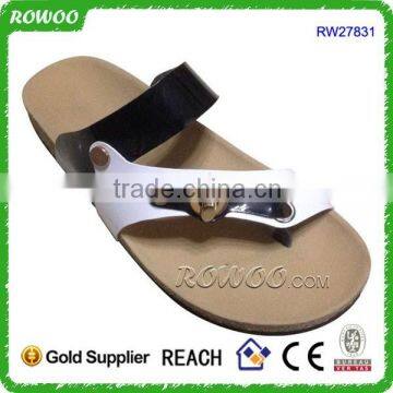 Latest new collection white PU cork slippers for men