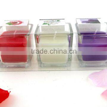 Flat Top 3/set Scented Candles Soy Candles in Square Jar Holder With PVC Package photo-3