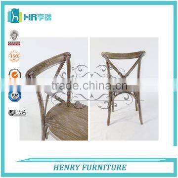 Oak Wood Stackable Antique Color Vineyard X Back Chair photo-6