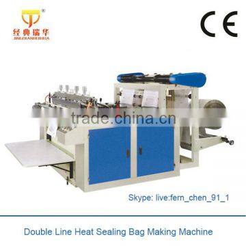 Double Line Plastic Bag Hot Cutting&Sealing Machine Good Price