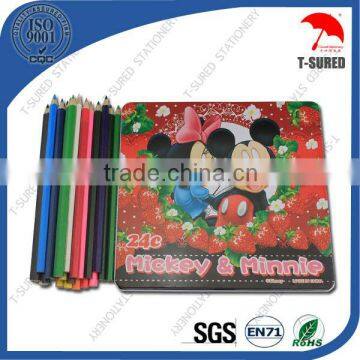 24 Pcs Woden Multi Color Pencil With Tin Box